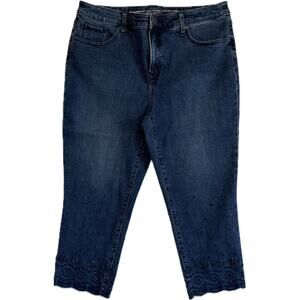 CHICO’S SO SLIMMING GIRLFRIEND SLIM LEG CROP Blue Jeans Women's Size 14